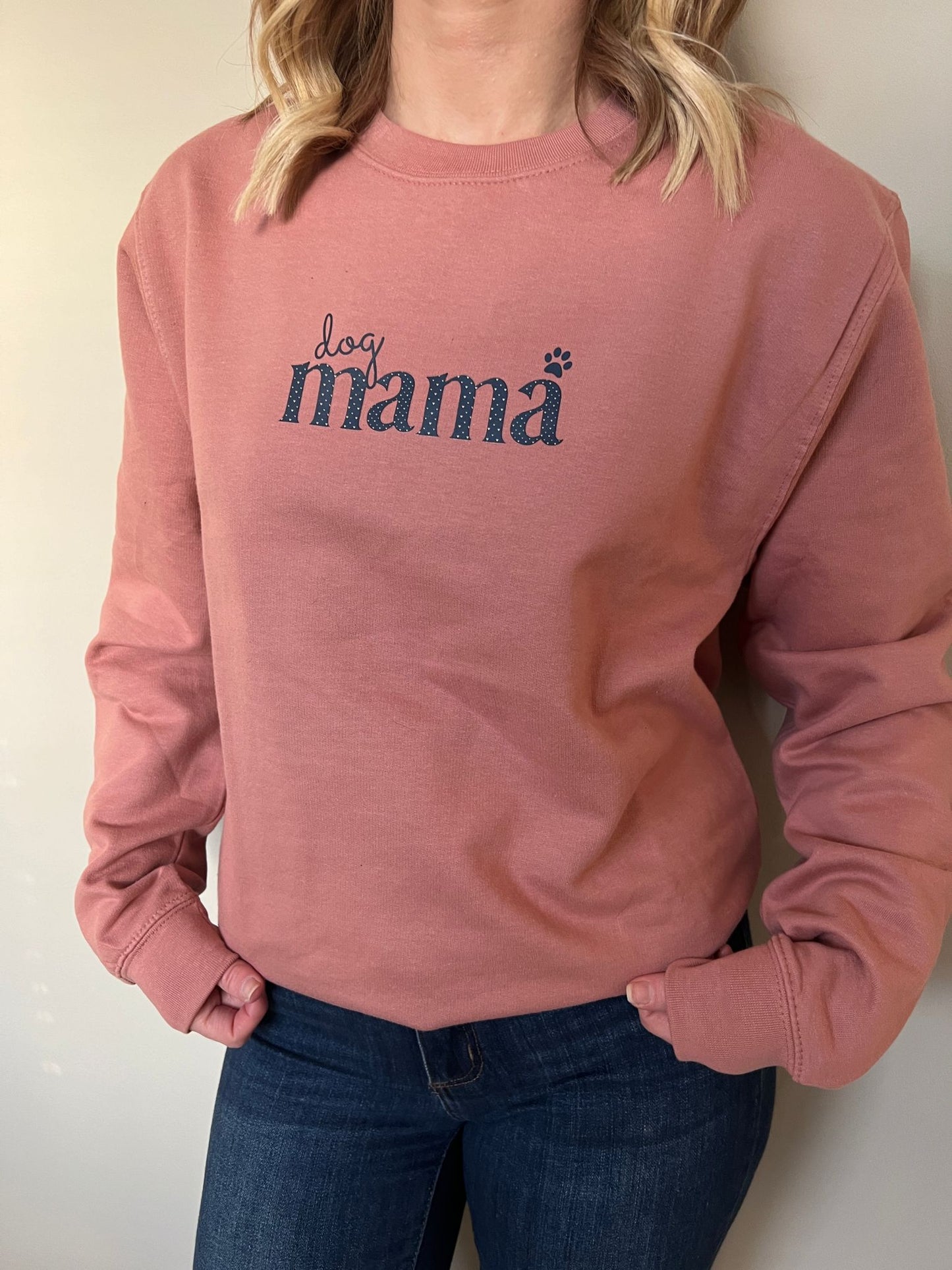 Dusty Pink Navy Hearts of Gold Sweater