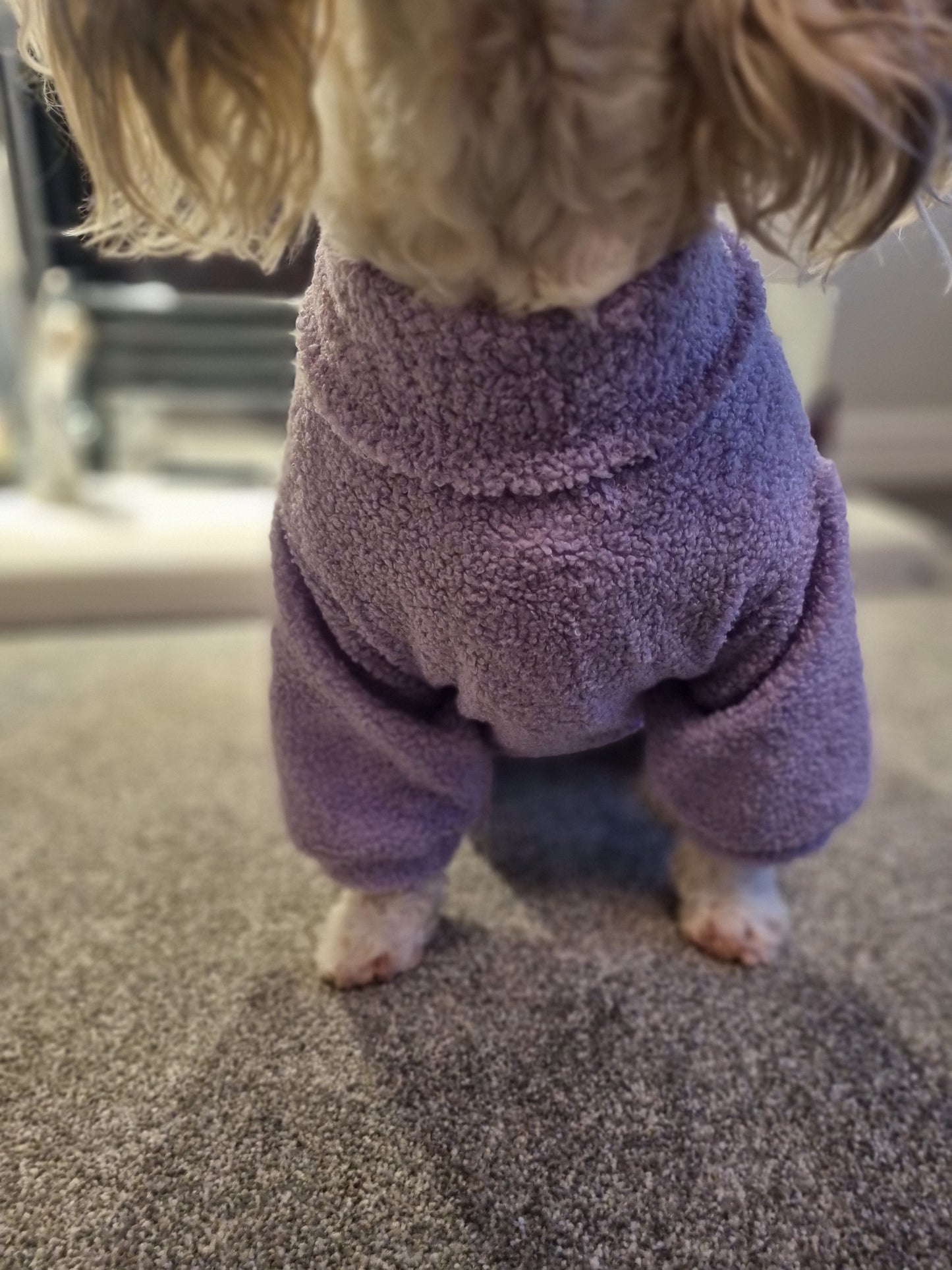 Lilac - Dog roll neck sherpa jumper with zip