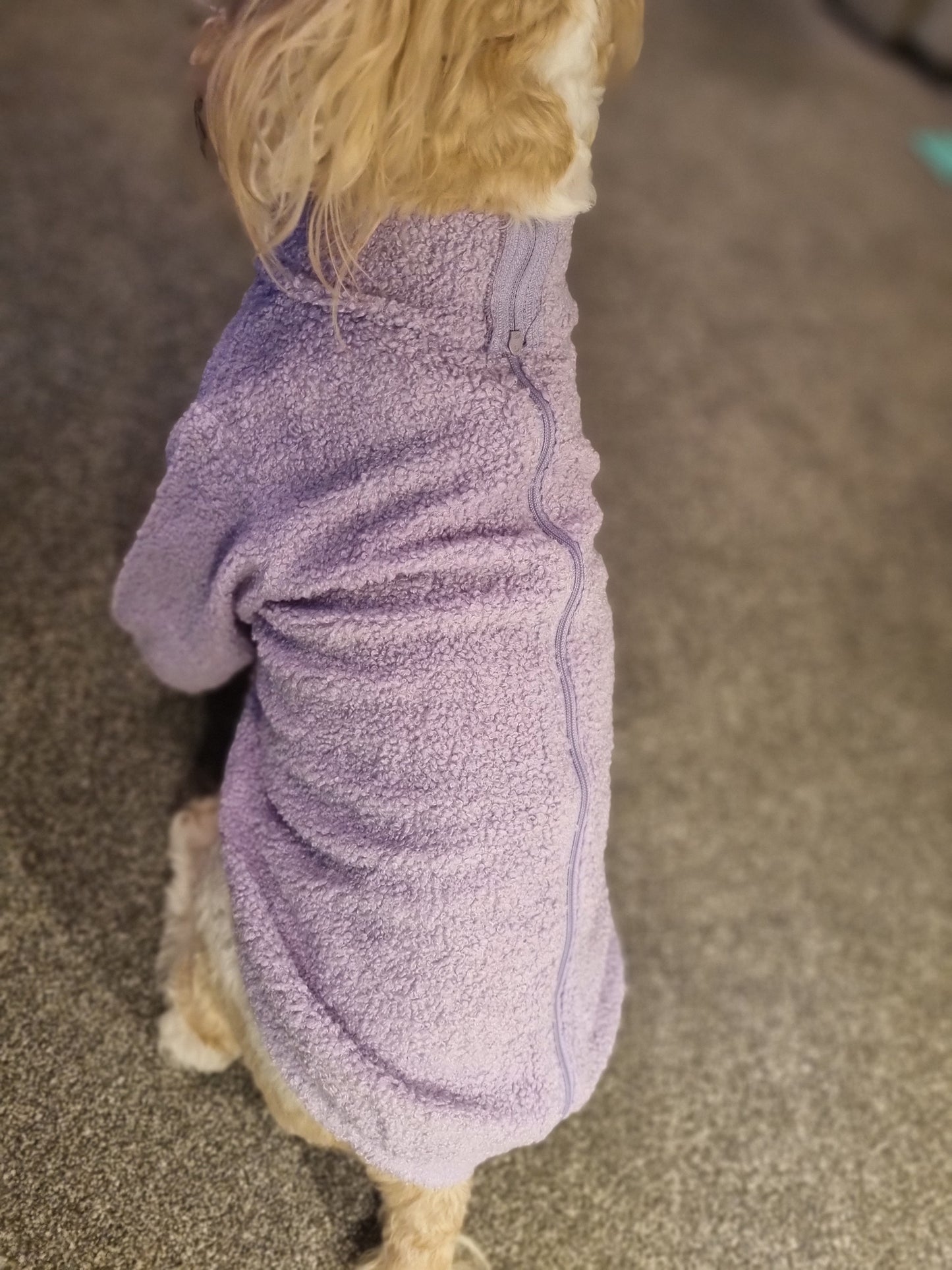 Lilac - Dog roll neck sherpa jumper with zip