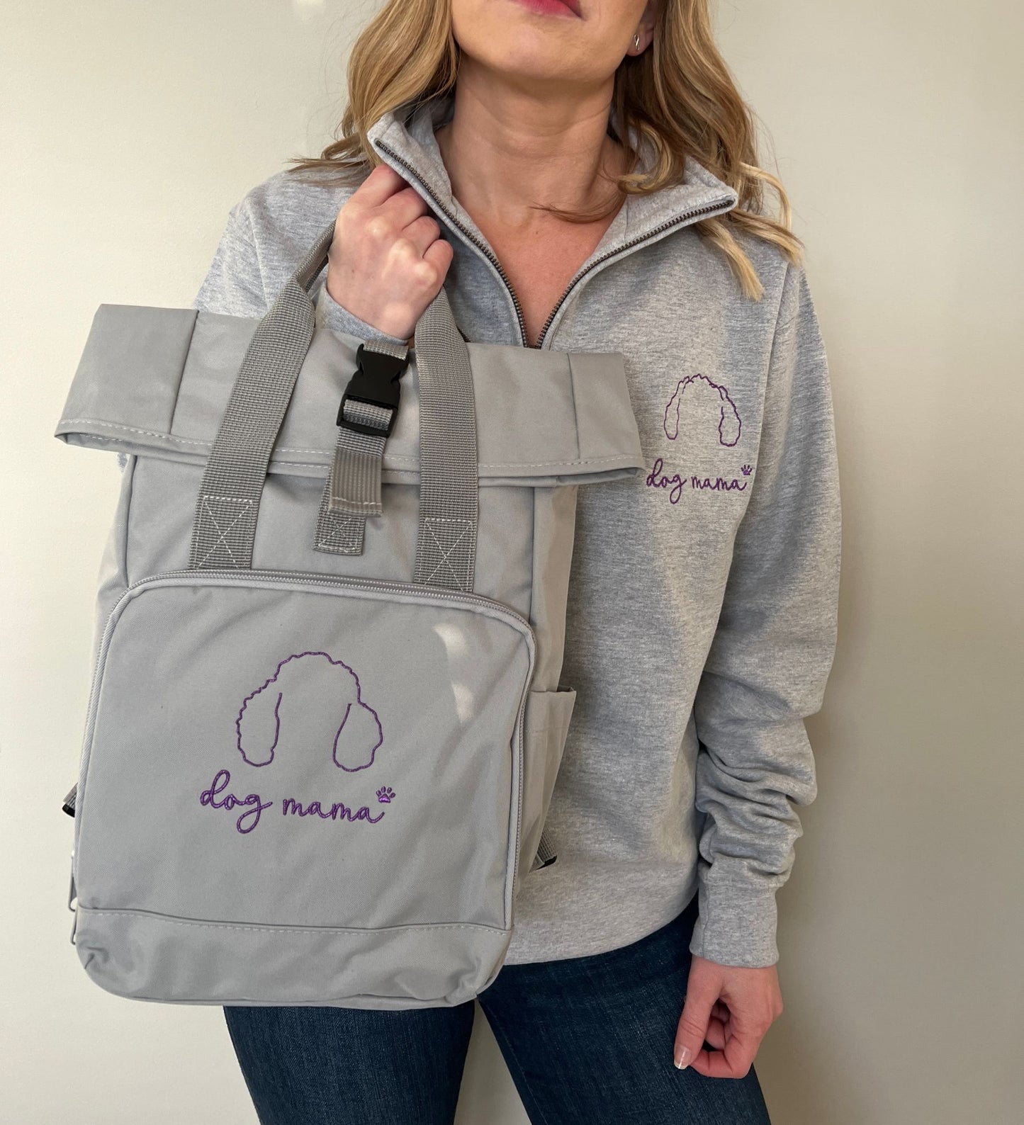 Grey Dog Mama and Breed Specific Ears Quarter Zip