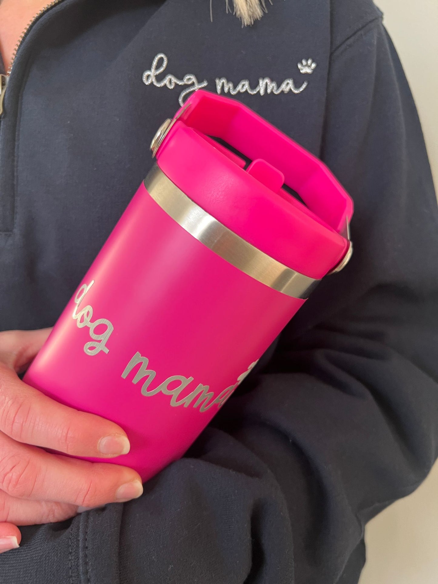 30oz cup with swing handle + optional 'dog mama' vinyl