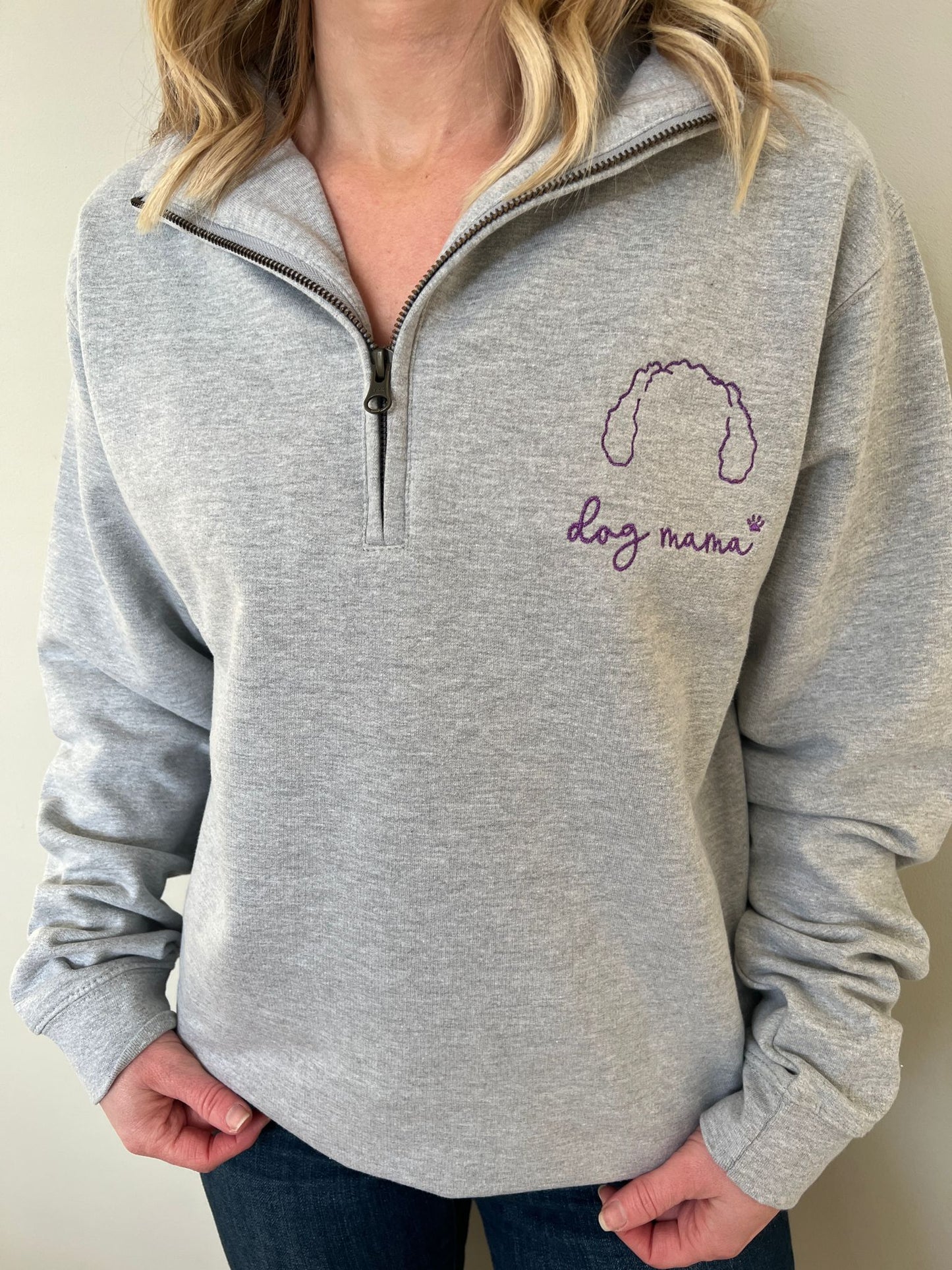 Grey Dog Mama and Breed Specific Ears Quarter Zip