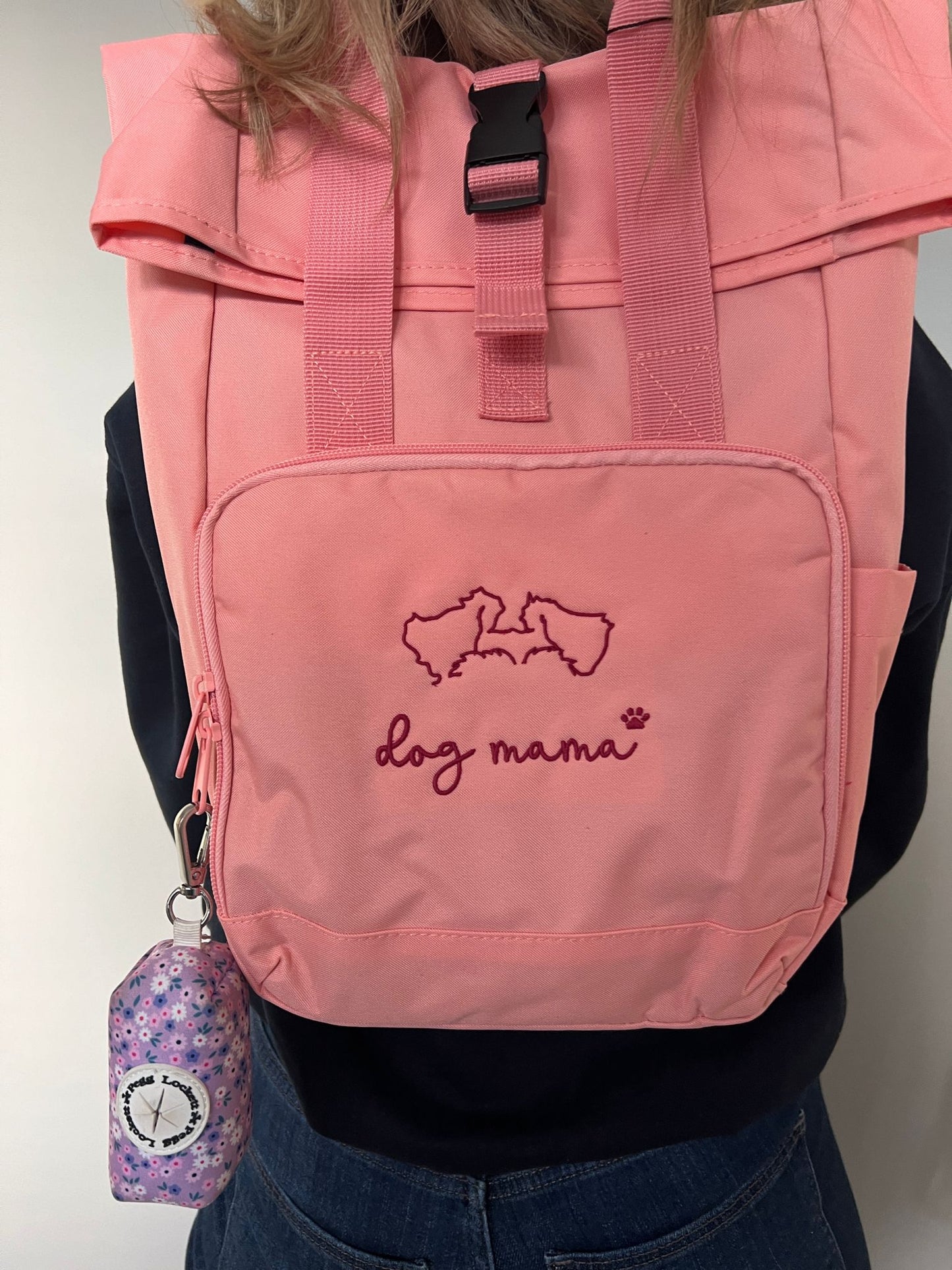 Pink Dog mama and breed specific backpack