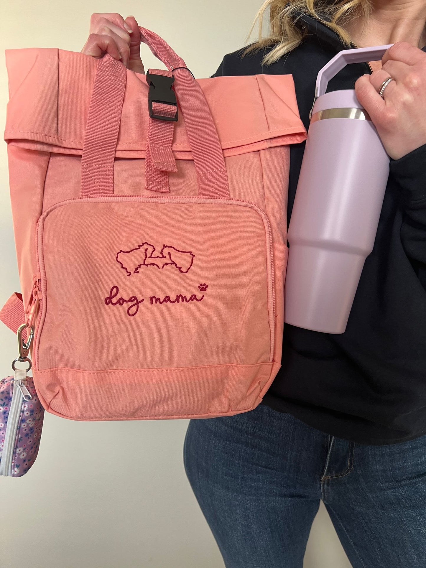 Pink Dog mama and breed specific backpack