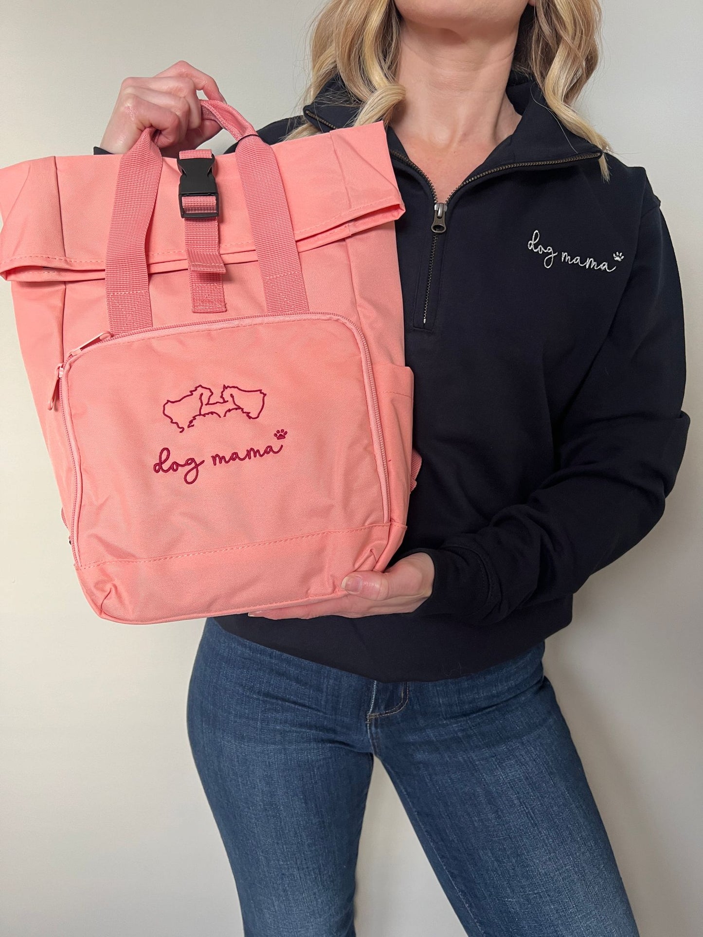 Pink Dog mama and breed specific backpack