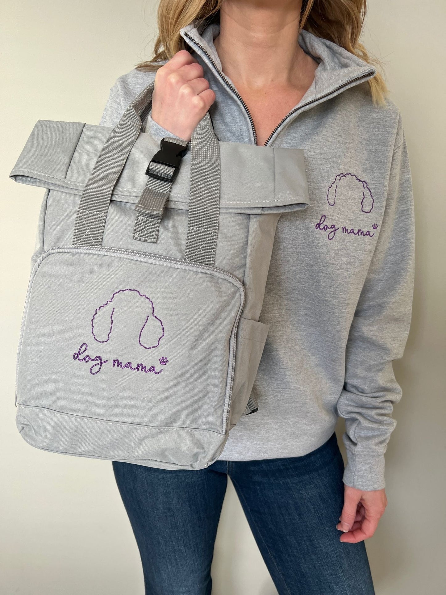 Grey Dog mama and breed specific backpack