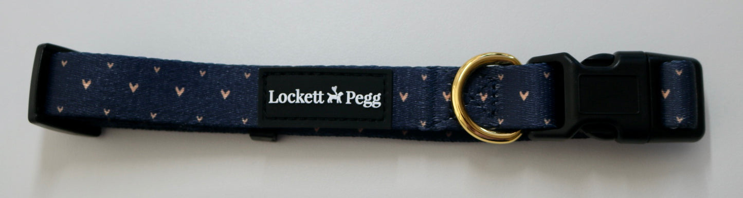Navy Hearts of Gold - Adjustable Collar