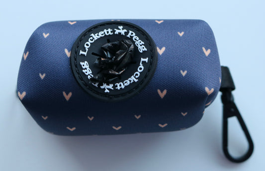 Navy Hearts of Gold - Poo Bag Holder