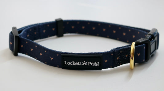 Navy Hearts of Gold - Adjustable Collar