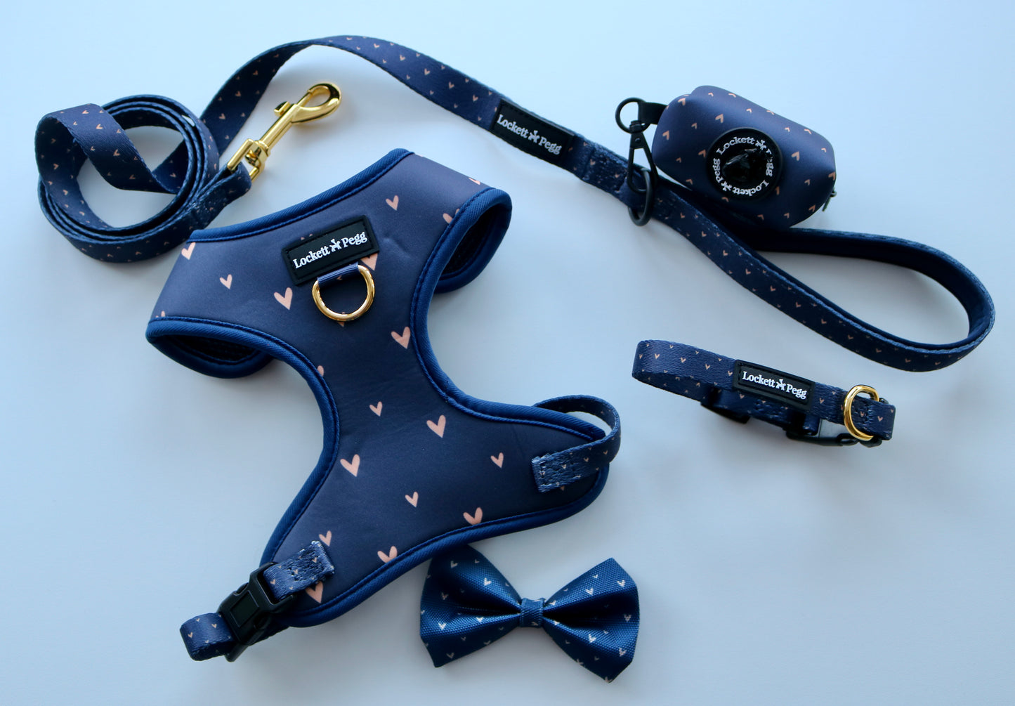 Navy Hearts of Gold - Adjustable Harness