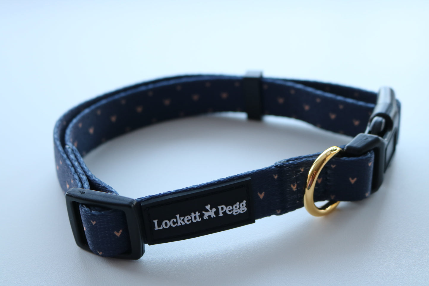 Navy Hearts of Gold - Adjustable Collar